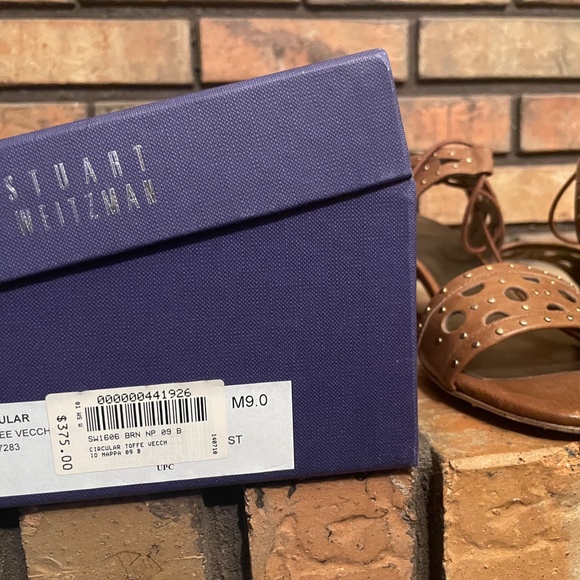 Stuart Weitzman Circular open toe sandal with kitten heels Toffee Size 9.5 - Picture 5 of 6